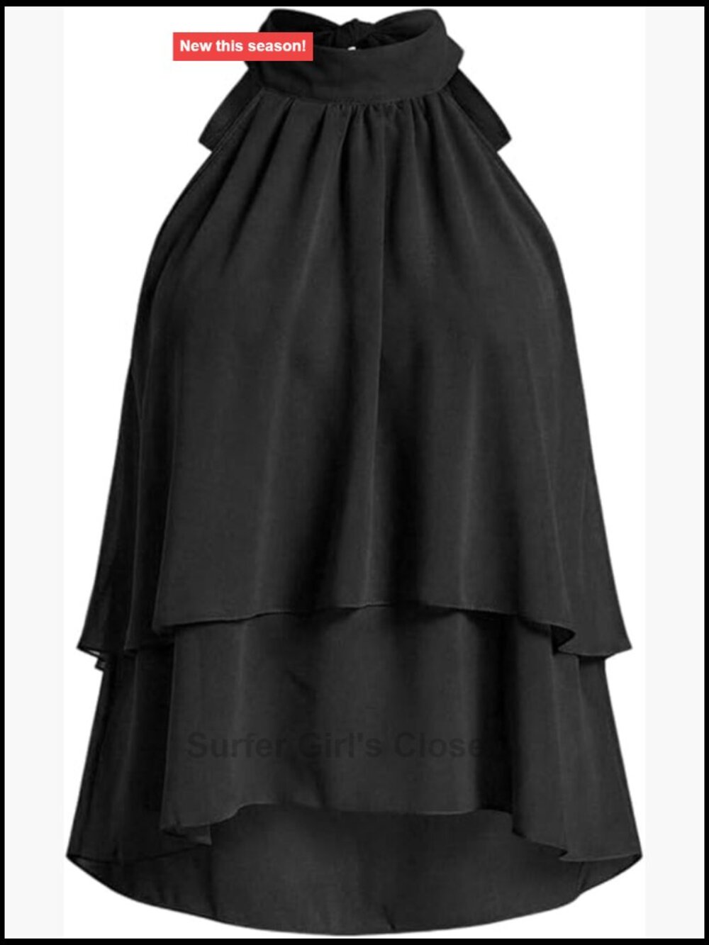 Womens Chiffon Halter Top Ruffle Layered Flowy Sleeveless Blouse